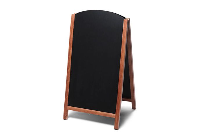 Kundenstopper P 130cm aus Holz Tafel doppelseitig hellbraun