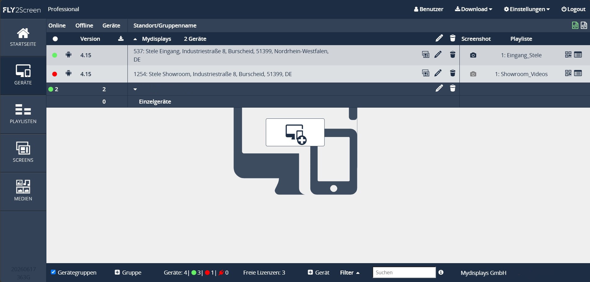 Inhalte in der Software verwalten